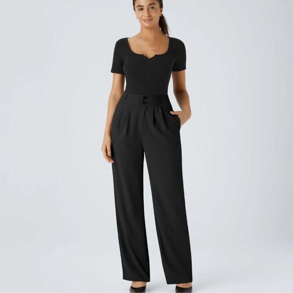 Halara High Waisted Wide Leg Black Pants NEW Size - Picture 1 of 6